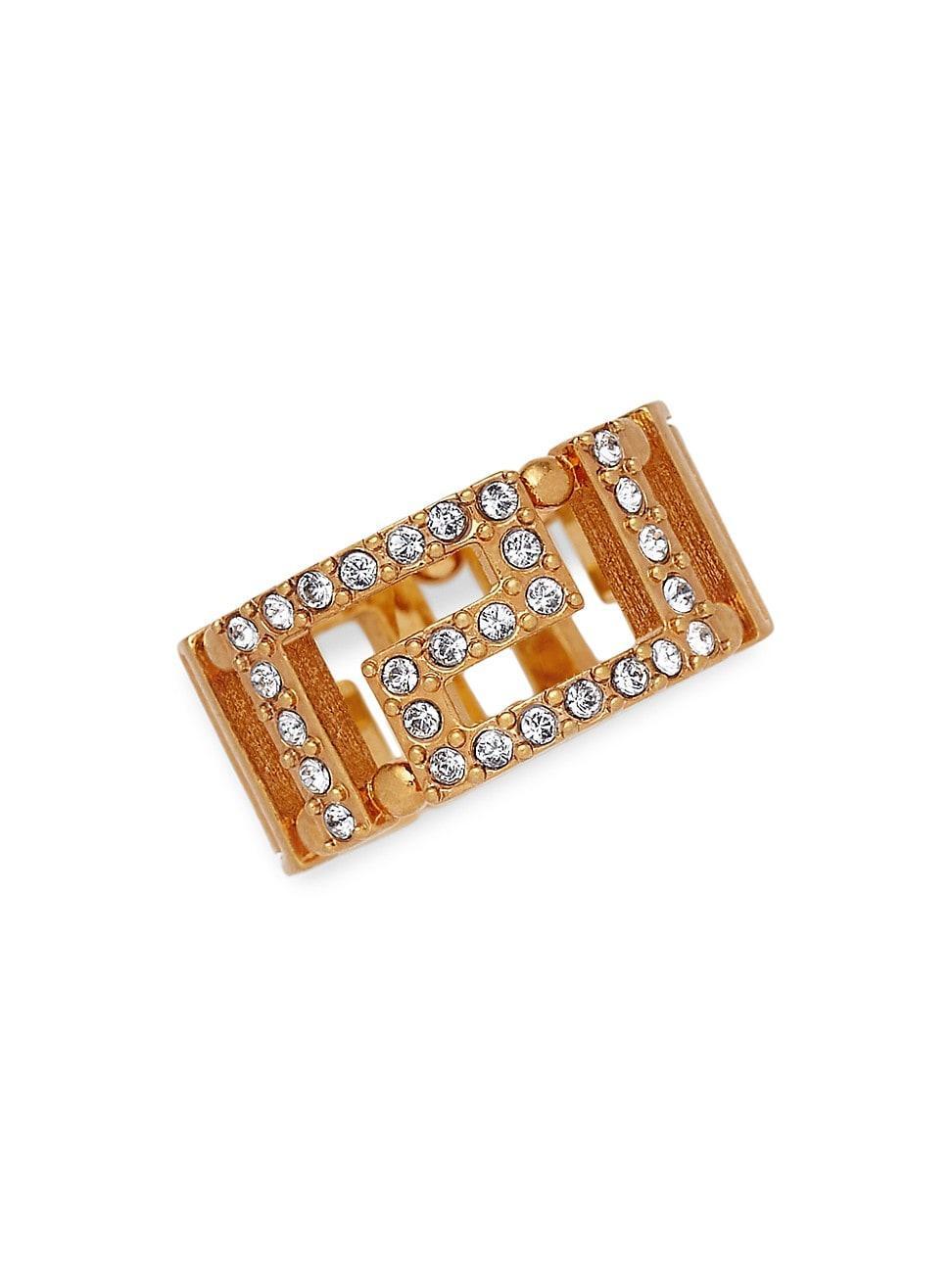 Womens Greca Goldtone & Strass Ring Product Image