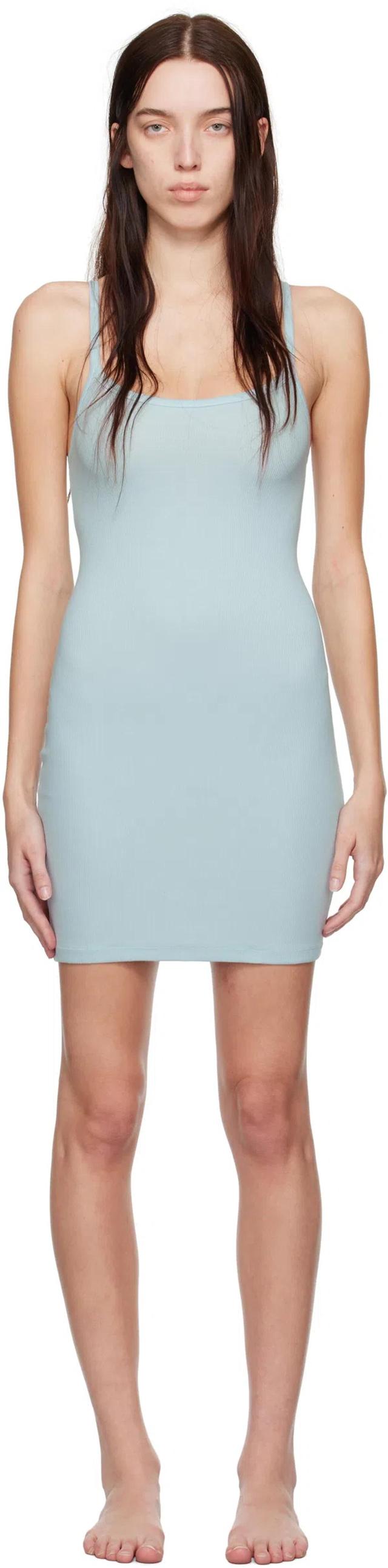 SKIMS Blue Cotton Rib Cami Minidress In Opal Product Image