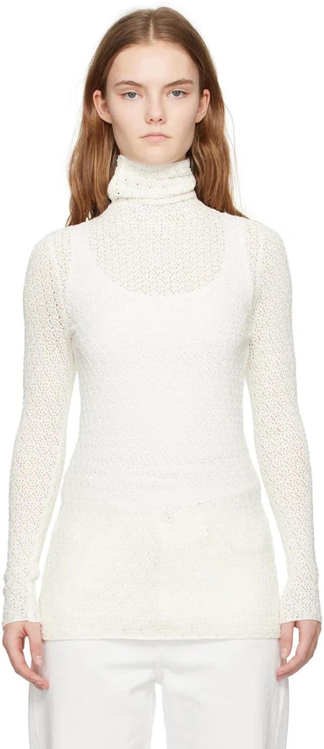 Off White Semi-sheer Turtleneck In 059 Off White Product Image