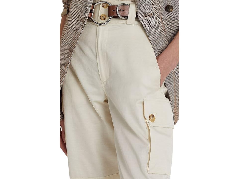 LAUREN Ralph Lauren Shantung Wide-Leg Cargo Pants (Mascarpone Cream) Women's Casual Pants Product Image