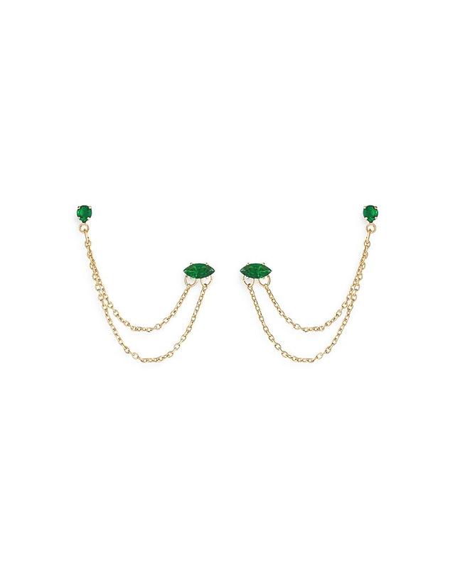 Ettika Draped Chain Double Piercing Earrings in 18K Gold Plate Product Image