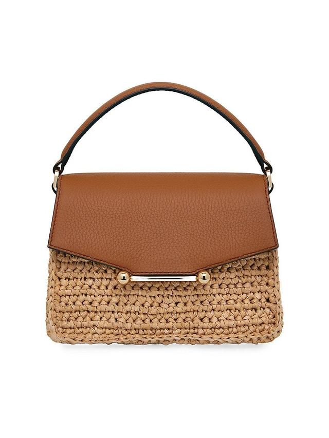 Womens Mosaic Nano Raffia & Leather Bag Product Image