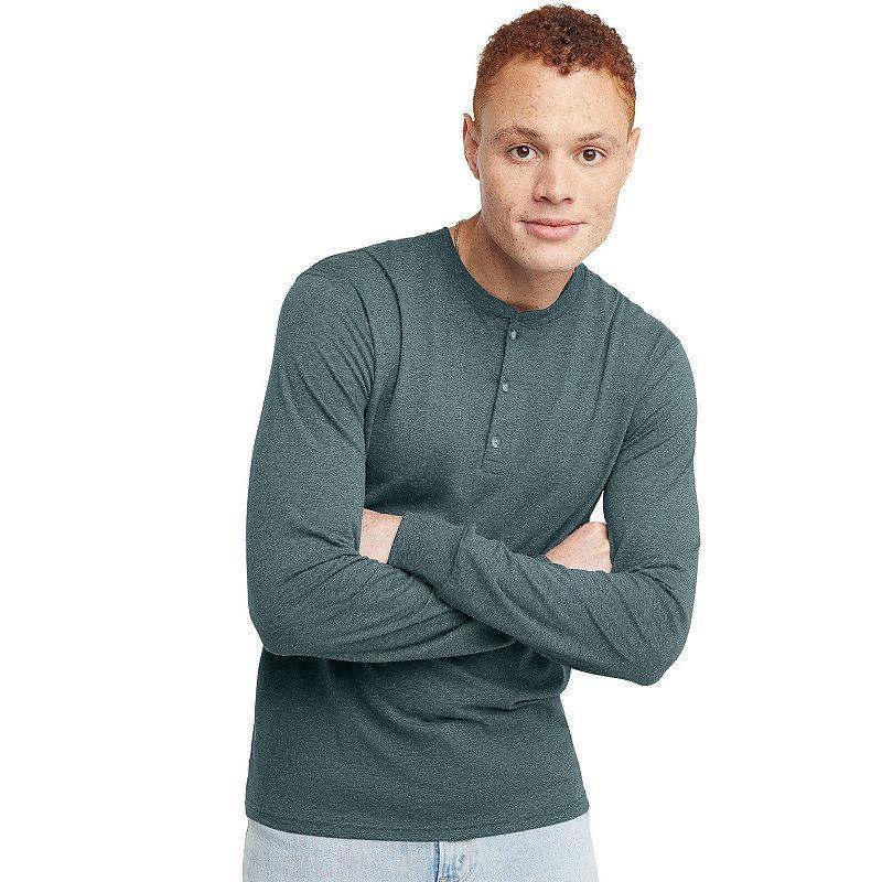 Mens Hanes Originals Tri-Blend Henley White Product Image