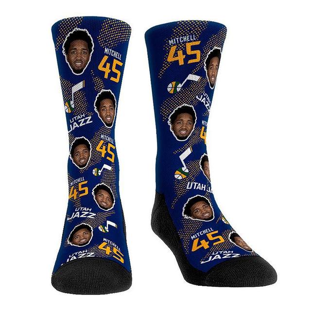 Mens Rock Em Socks Donovan Mitchell Utah Jazz Player Allover Crew Socks Product Image