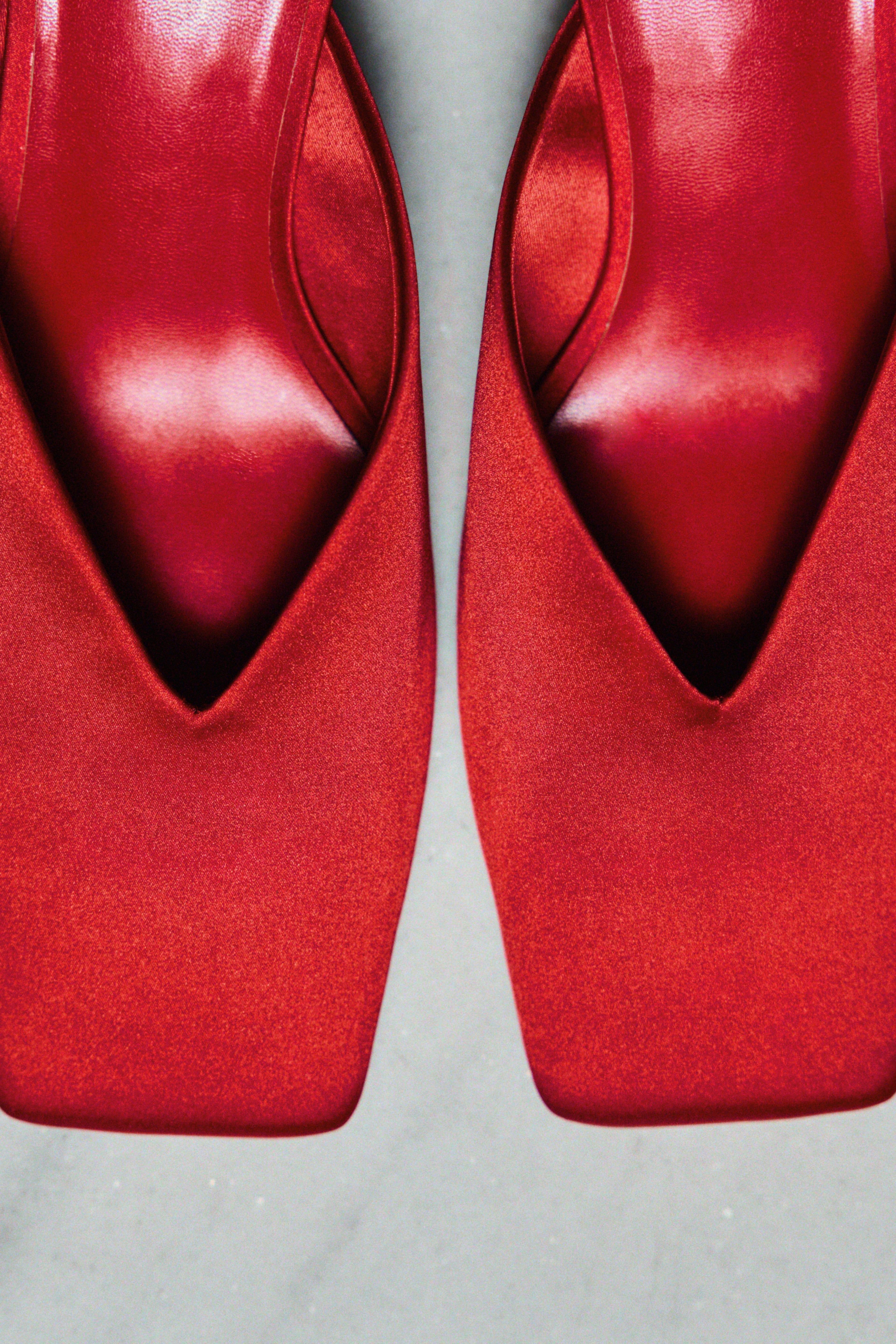 Heeled Satin Mules Product Image