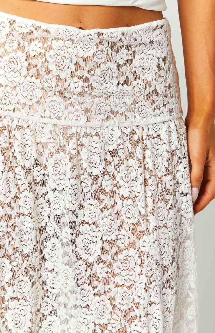 Calypso White Lace Maxi Skirt Product Image