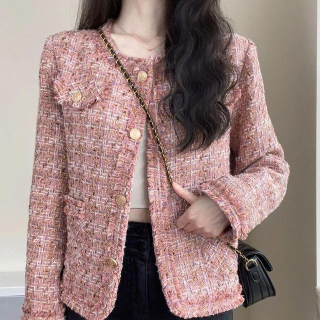 Tweed Button-Up Jacket Product Image