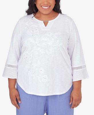 Plus Size Blue Bayou White Floral Top Product Image