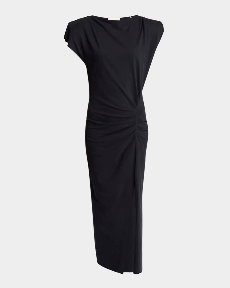 Nadela Ruched Slit Cotton Maxi Dress Product Image