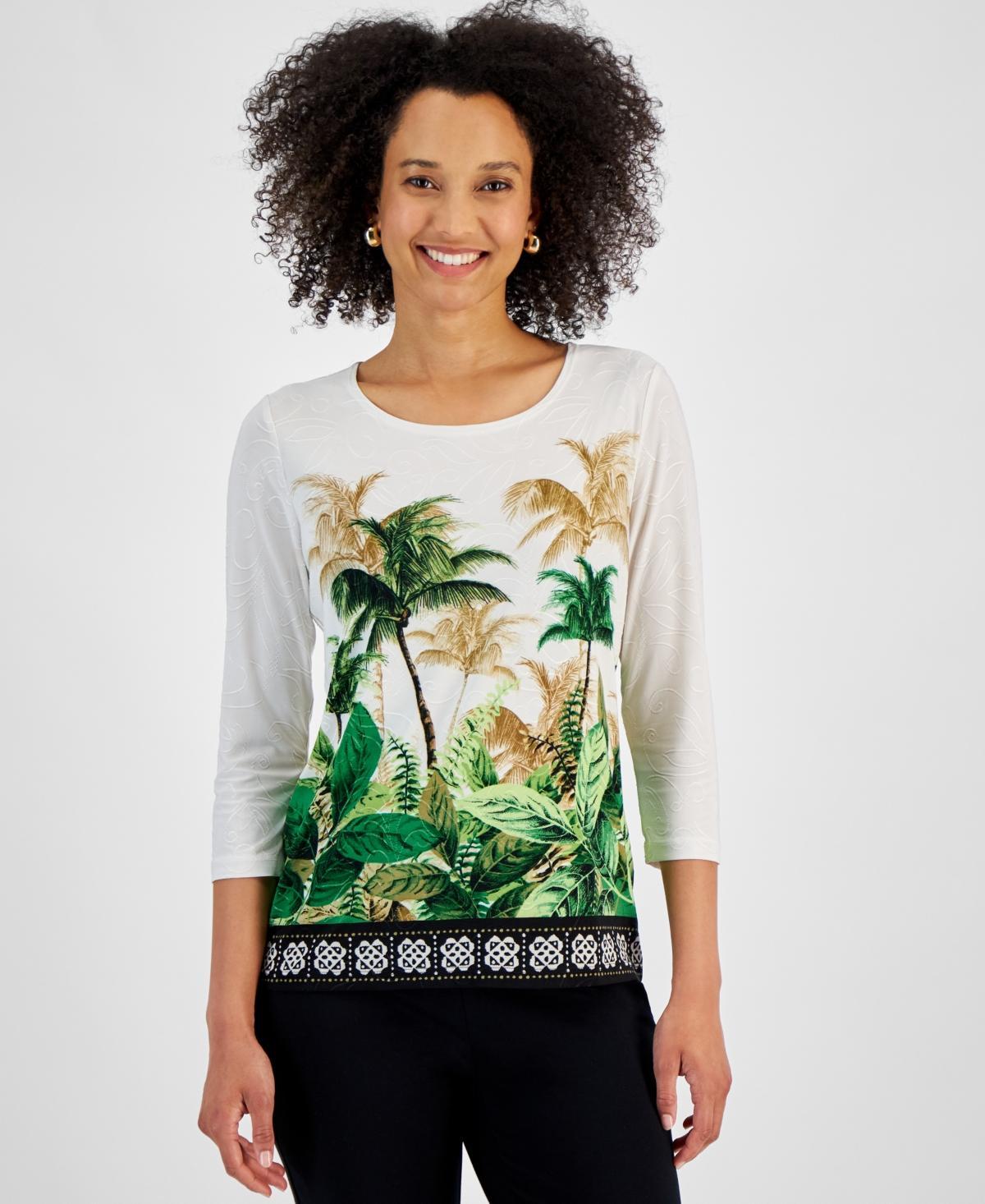 Jm Collection Womens Printed Jacquard Top, Created for Macys Product Image