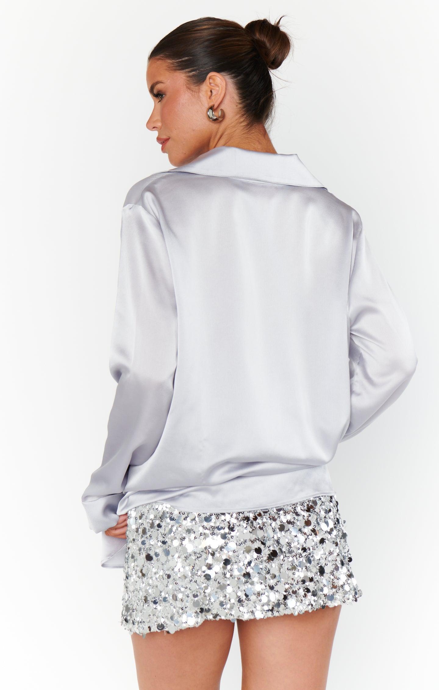 All Night Skort ~ Silver Metallic Sequins Product Image