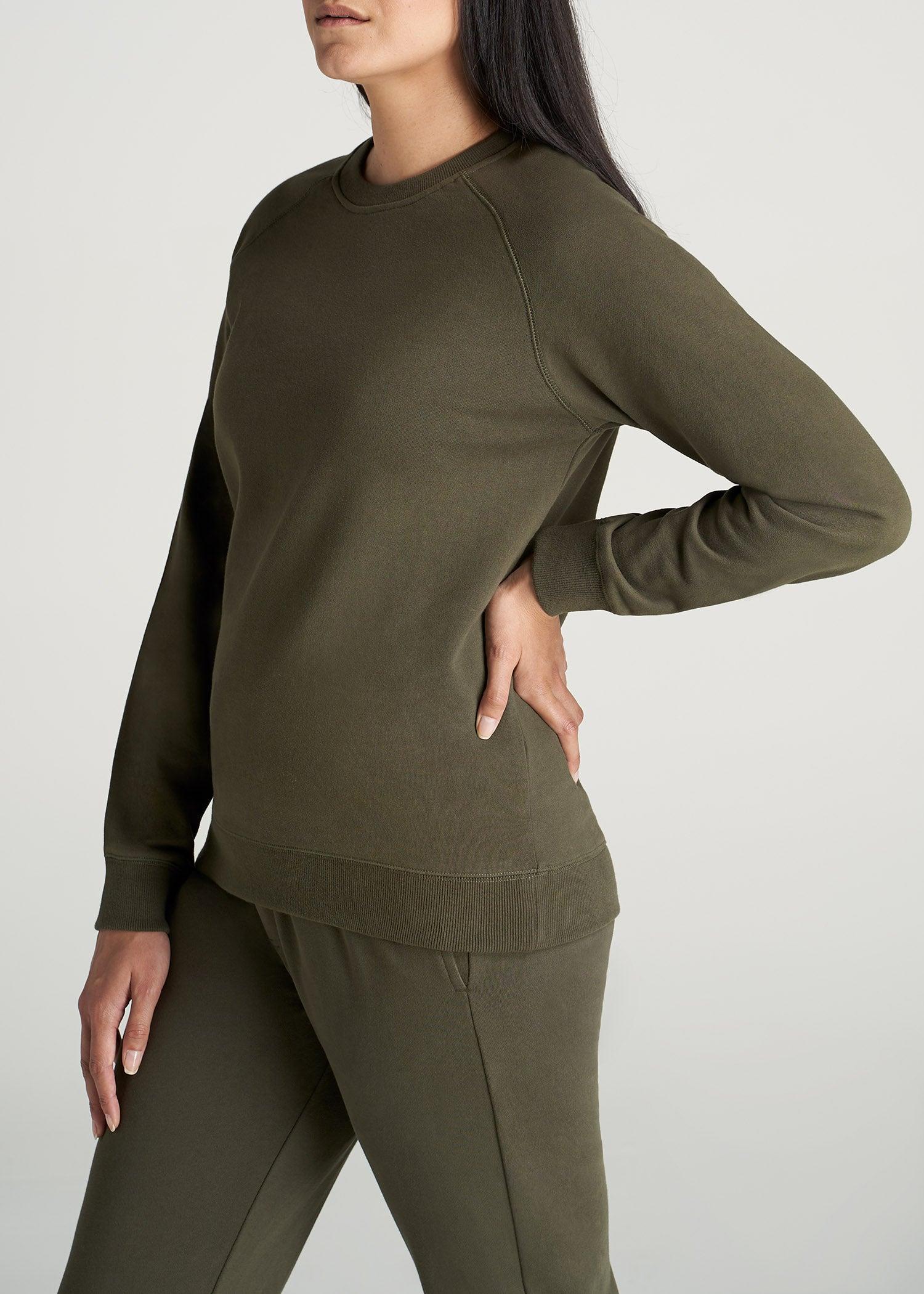 Wearever French Terry Women's Tall Crewneck Sweatshirt in Fern Green Product Image