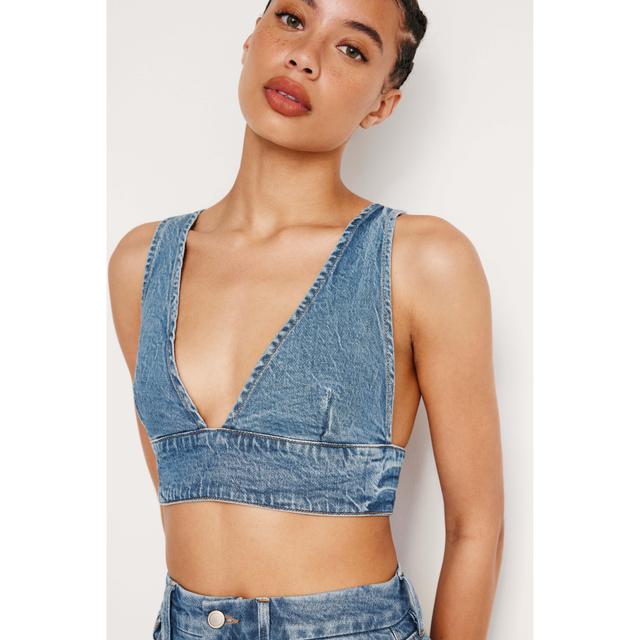 Womens Denim Bra Top | Indigo, Size 3XL | Good American by Khlo Kardashian Product Image