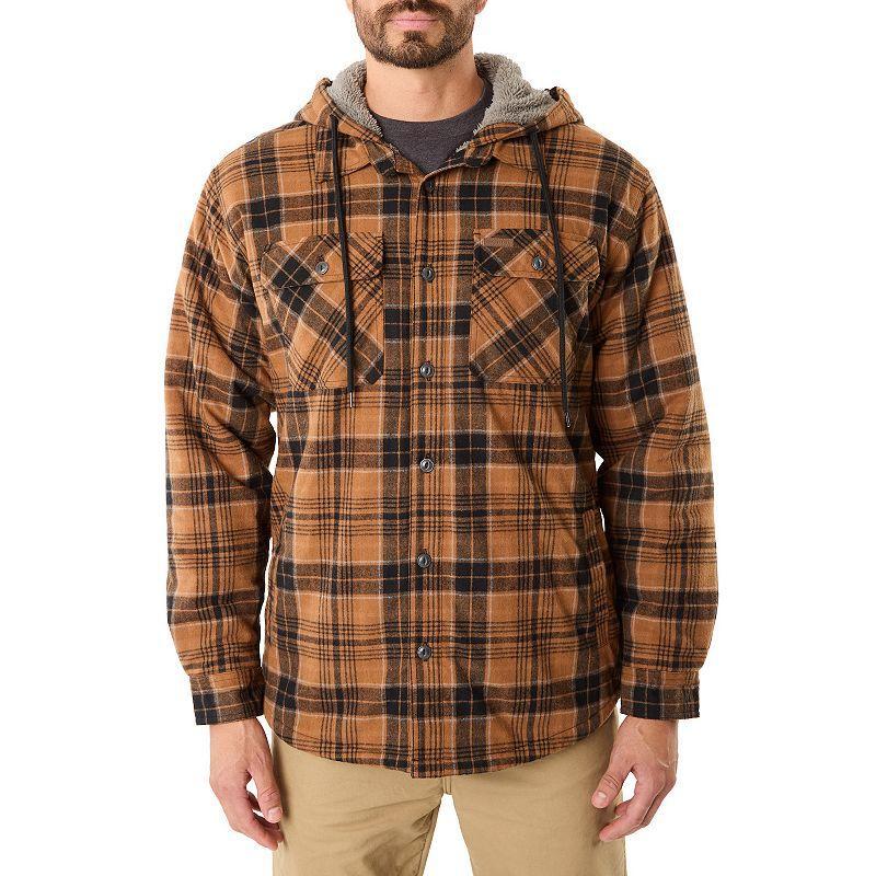 Mens Sherpa-Lined Hooded Flannel Shirt-Jacket Product Image