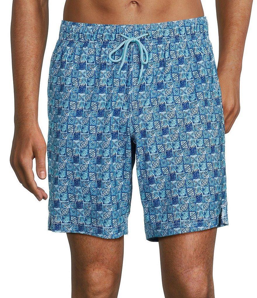 Caribbean Batik Geo 9#double; Inseam Swim Trunks Product Image