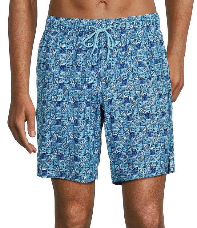 Caribbean Batik Geo 9#double; Inseam Swim Trunks Product Image