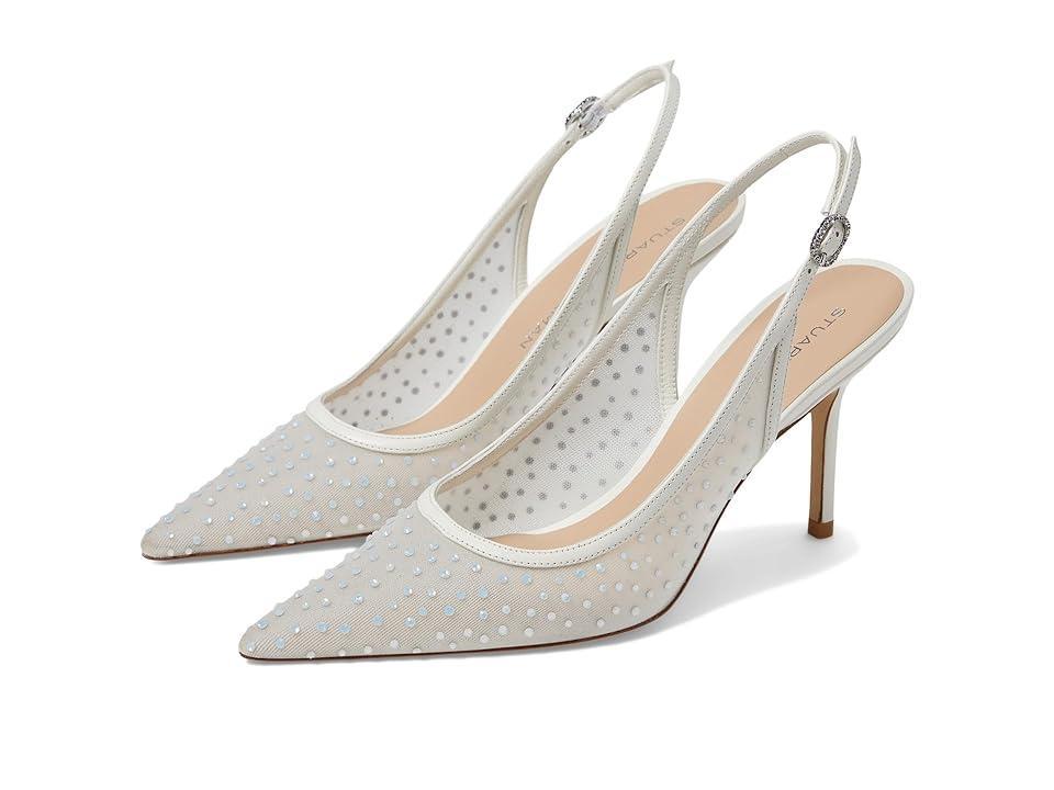 Stuart Weitzman Womens Emilia Mesh Embellished 85 Slingback Pumps Product Image