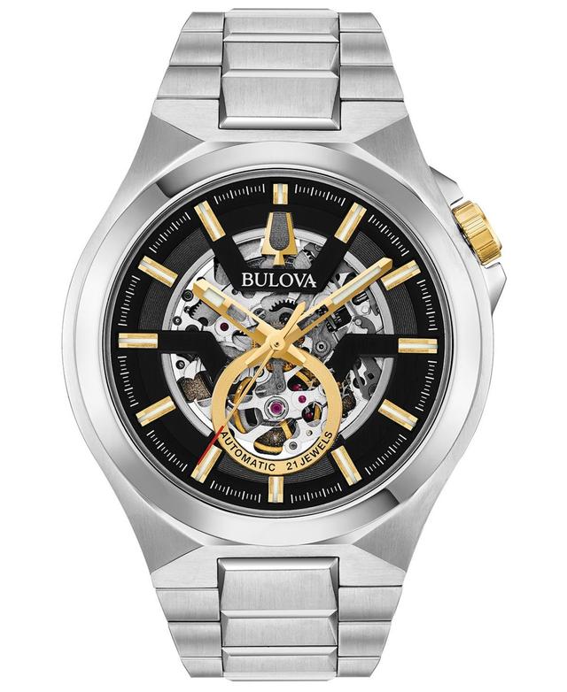 Bulova Maquina Silver-Tone Link Bracelet Automatic Watch, 46mm Product Image