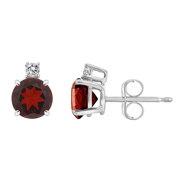 Celebration Gems 14k Gold Garnet & Diamond Accent Stud Earrings, Womens, 14k Whgold Product Image