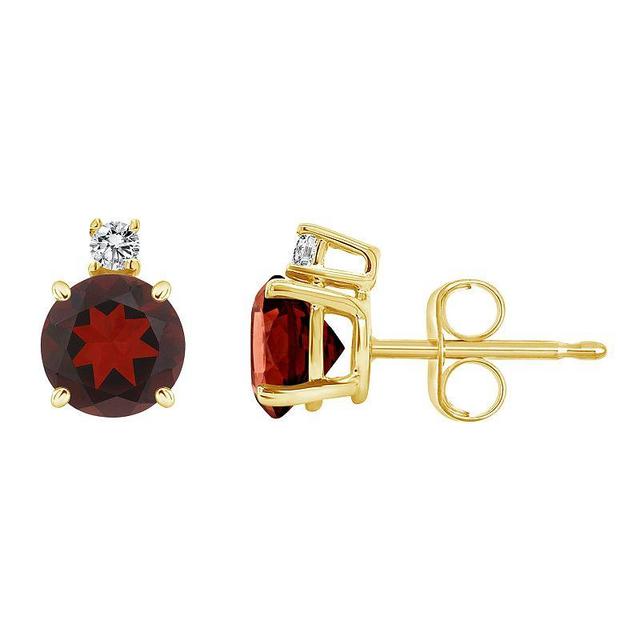 Garnet (1-1/3 ct. t.w.) and Diamond Accent Stud Earrings in 14K Yellow Gold Product Image