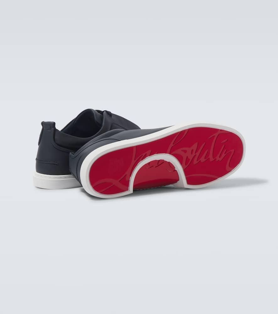 CHRISTIAN LOUBOUTIN Men's Jimmy Calfskin Leather Low-top Sneakers In Marine Product Image