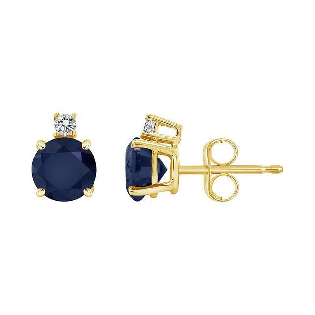 Celebration Gems 14k Gold Sapphire & Diamond Accent Stud Earrings, Womens Product Image