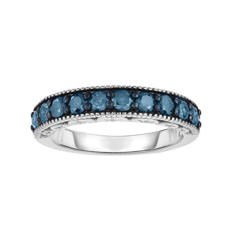 Sterling Silver 1 Carat T.W. Blue Diamond Ring, Womens Product Image