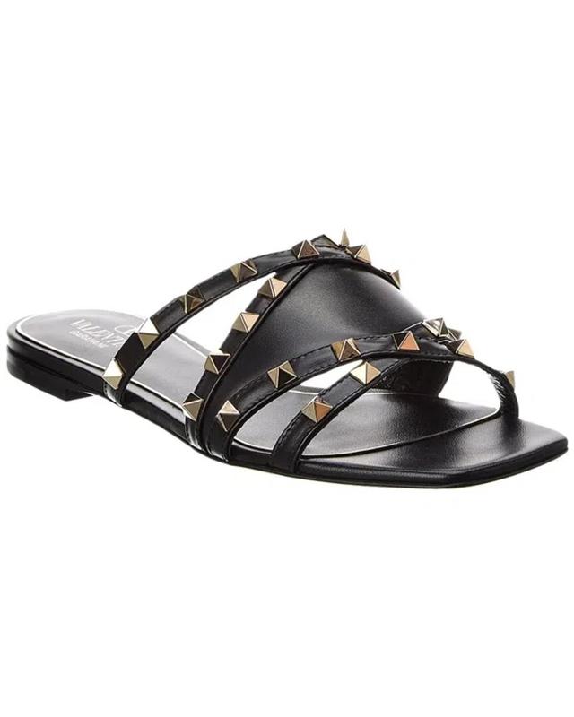 Valentino Rockstud Leather Sandal In Black Product Image