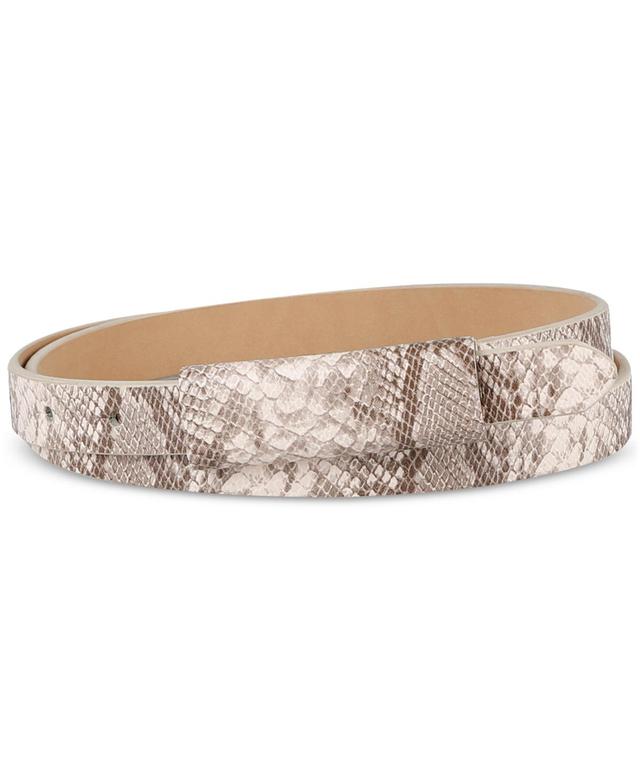 Calvin Klein Womens Thin Minimalist Snake-Embossed Plaque Buckle Belt Product Image