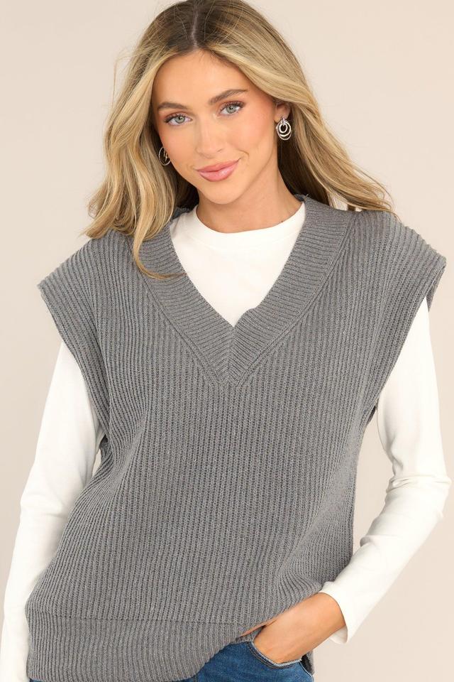 After It’s Over Charcoal Grey Sweater Vest Product Image