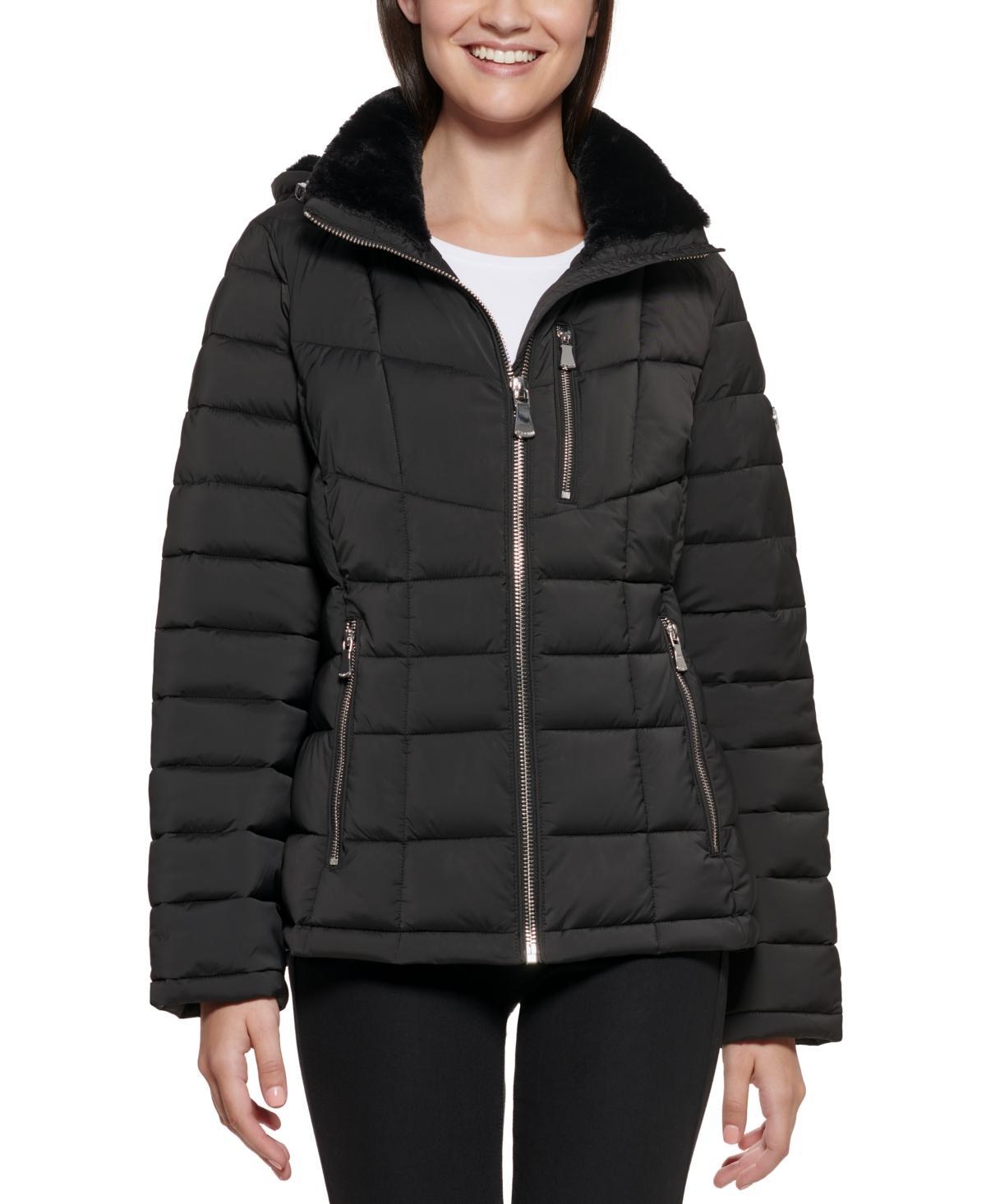 Calvin Klein Womens Petite Hooded Puffer Coat, Created for Macys Product Image