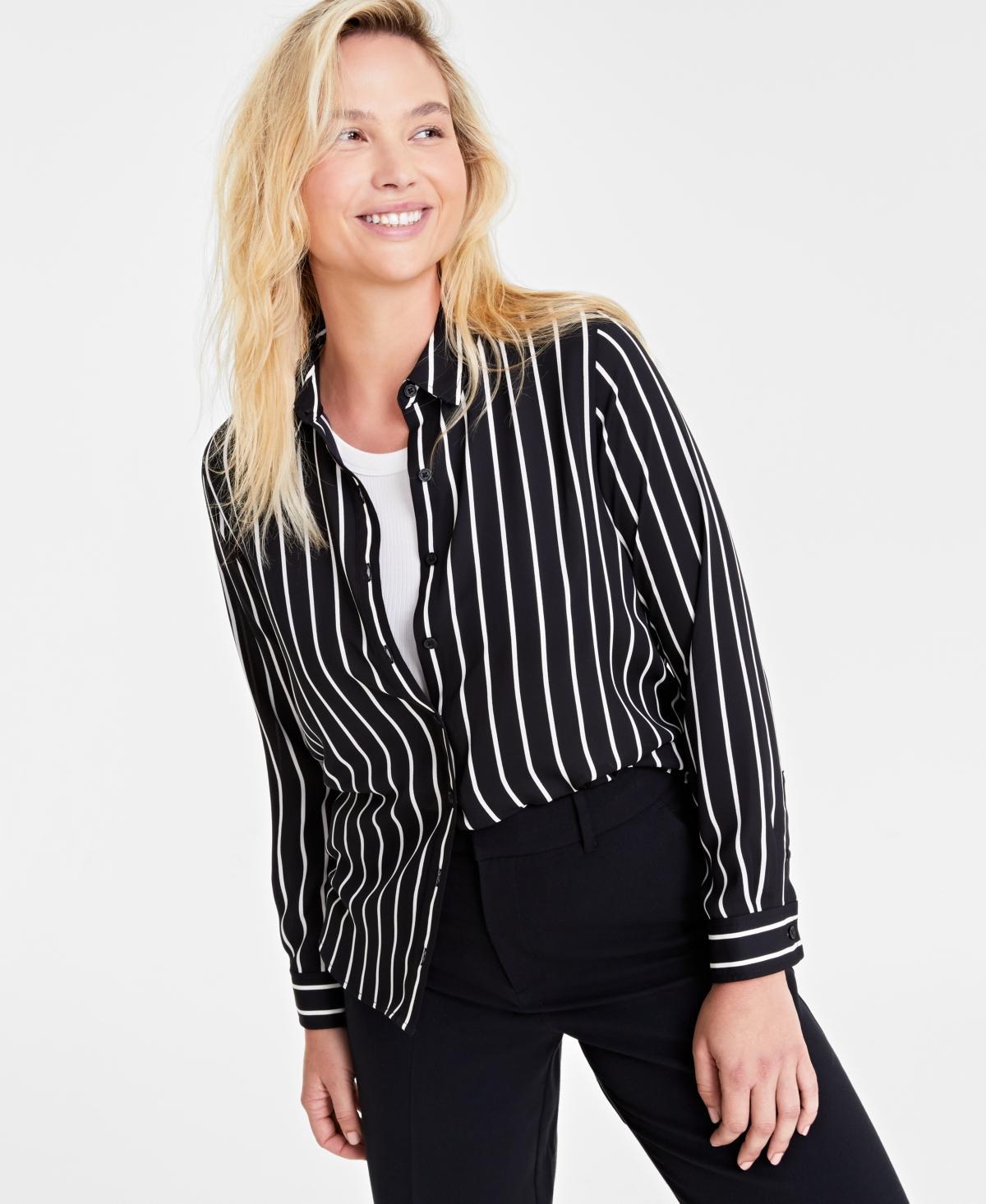 On 34th Womens Button-Front Crepe Shirt, Created for Macys Product Image