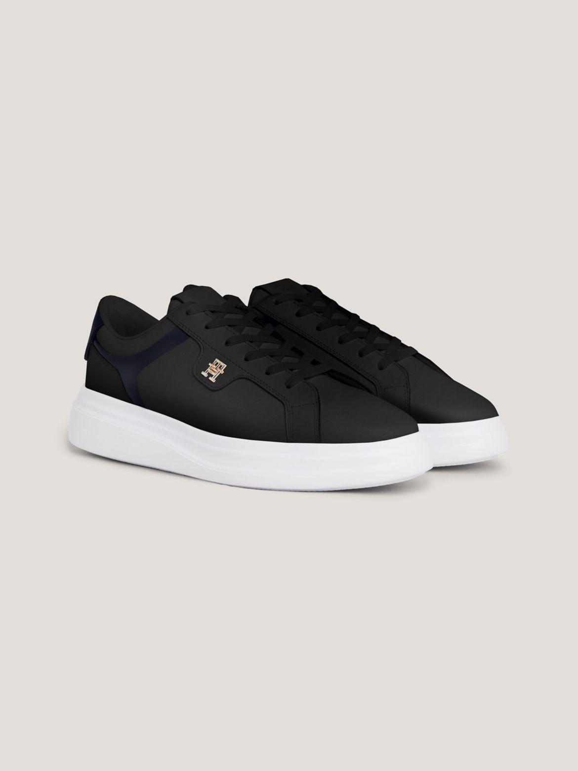 Tommy Hilfiger Women's Leather Platform Sneaker - Black - US 9 / EU 40 Product Image