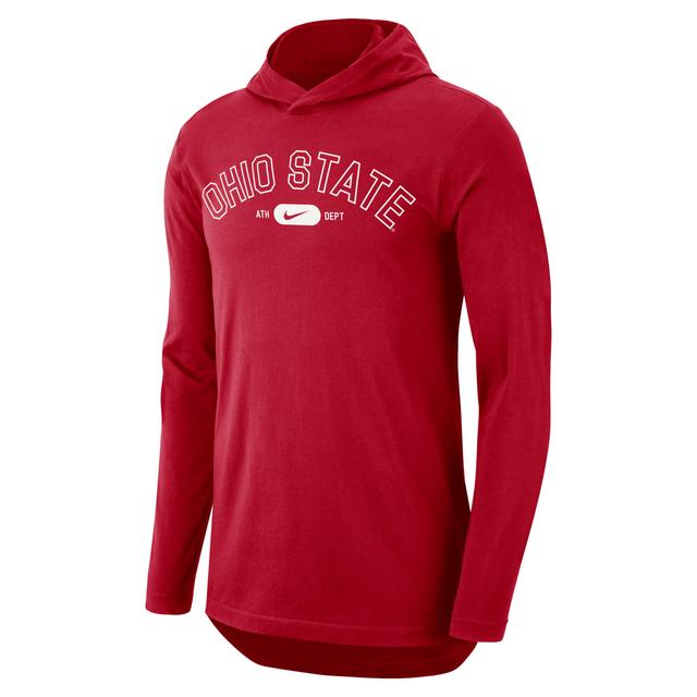 Mens Nike Scarlet Ohio State Buckeyes Campus Performance Long Sleeve Hoodie T-Shirt Product Image