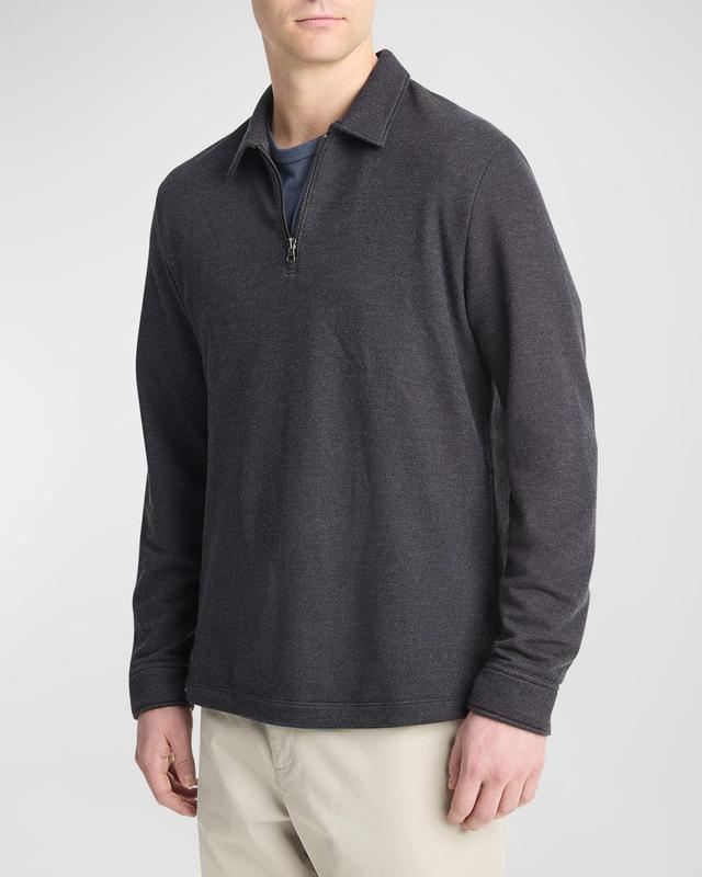 Vince Diagonal Terry Quarter Zip Polo (Heather ) Men's Short Sleeve Knit Product Image