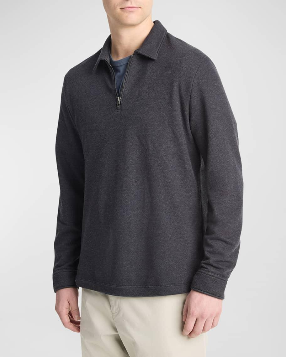 Vince Diagonal Terry Quarter Zip Polo (Heather ) Men's Short Sleeve Knit Product Image