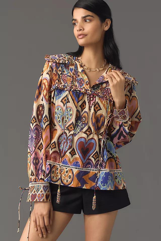 Farm Rio Hearts Ikat Cream Blouse Product Image