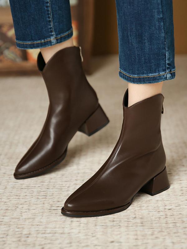 Pointed-Toe Split-Joint Zipper Boots Chelsea Boots Product Image