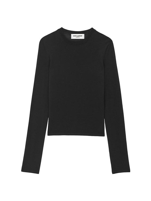 Saint Laurent - Crew-neck Wool-blend Sweater - Womens - Black Product Image