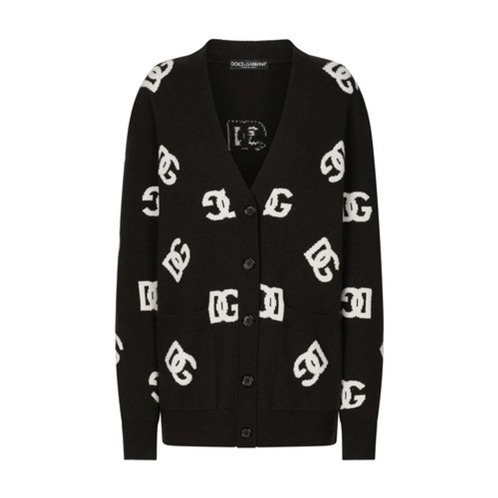 DOLCE & GABBANA Wool Cardigan With Inlay In Multicolor Product Image