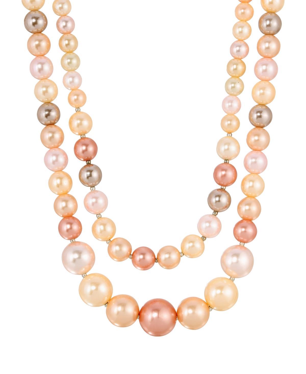 1928 Silver Tone Multi Color Simulated Pearl Double Row Necklace, Womens Product Image