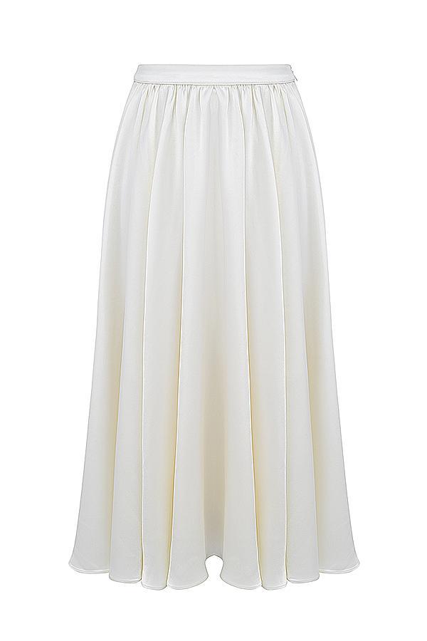 Suzette Ivory Gathered Midi Skirt Product Image