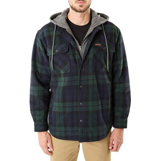 Big & Tall Smiths Workwear Sherpa-Lined Hooded Flannel Shacket, Mens Blue Product Image