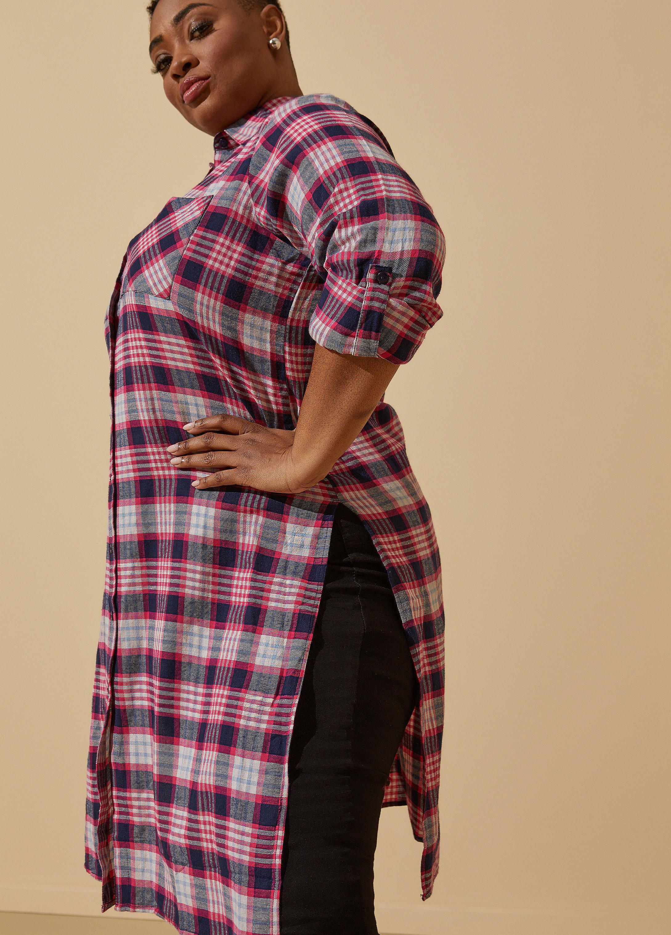 Plaid Duster Shirt Product Image