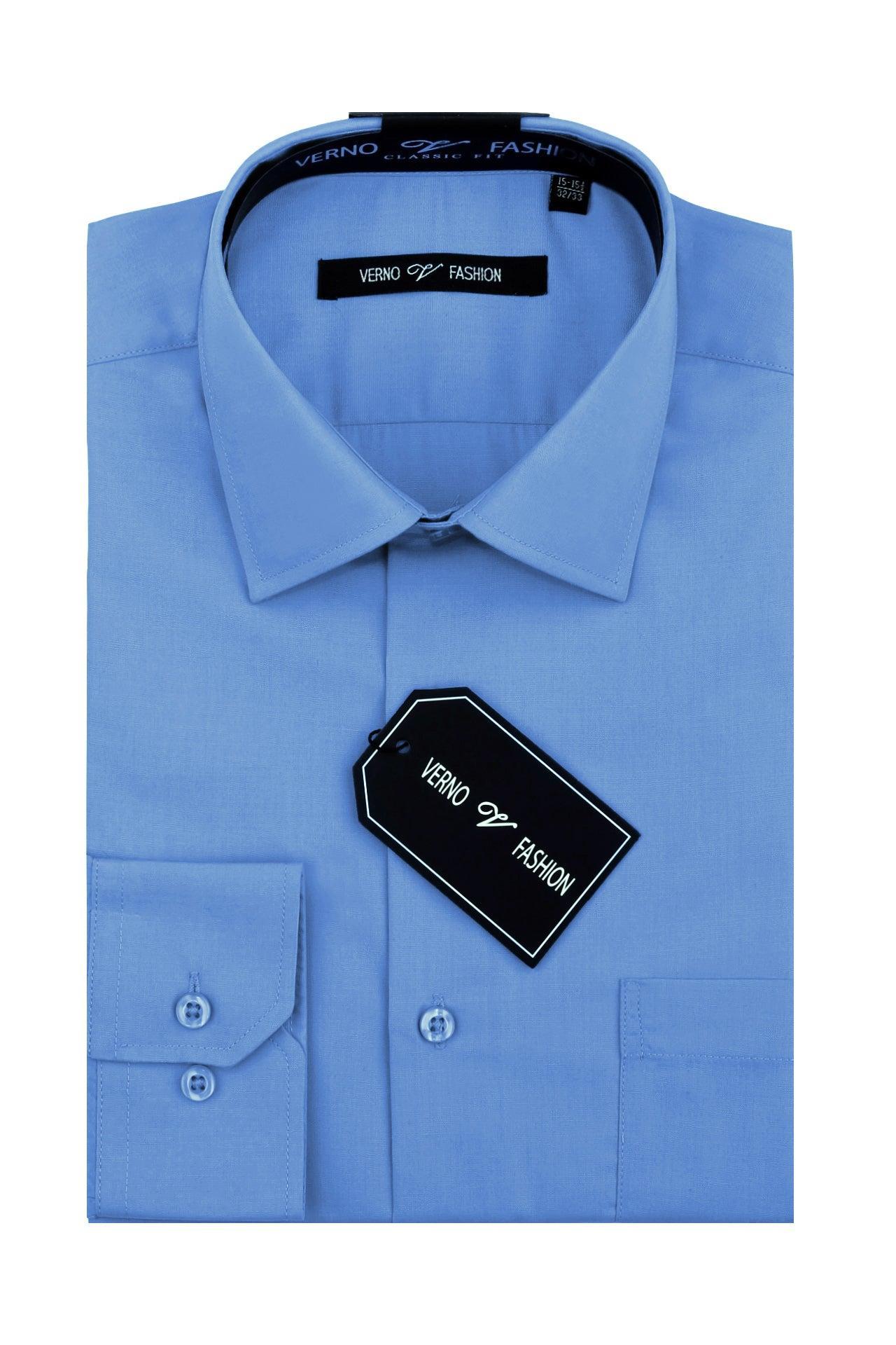 Cotton Blend Dress Shirt Regular Fit In Light Blue Product Image