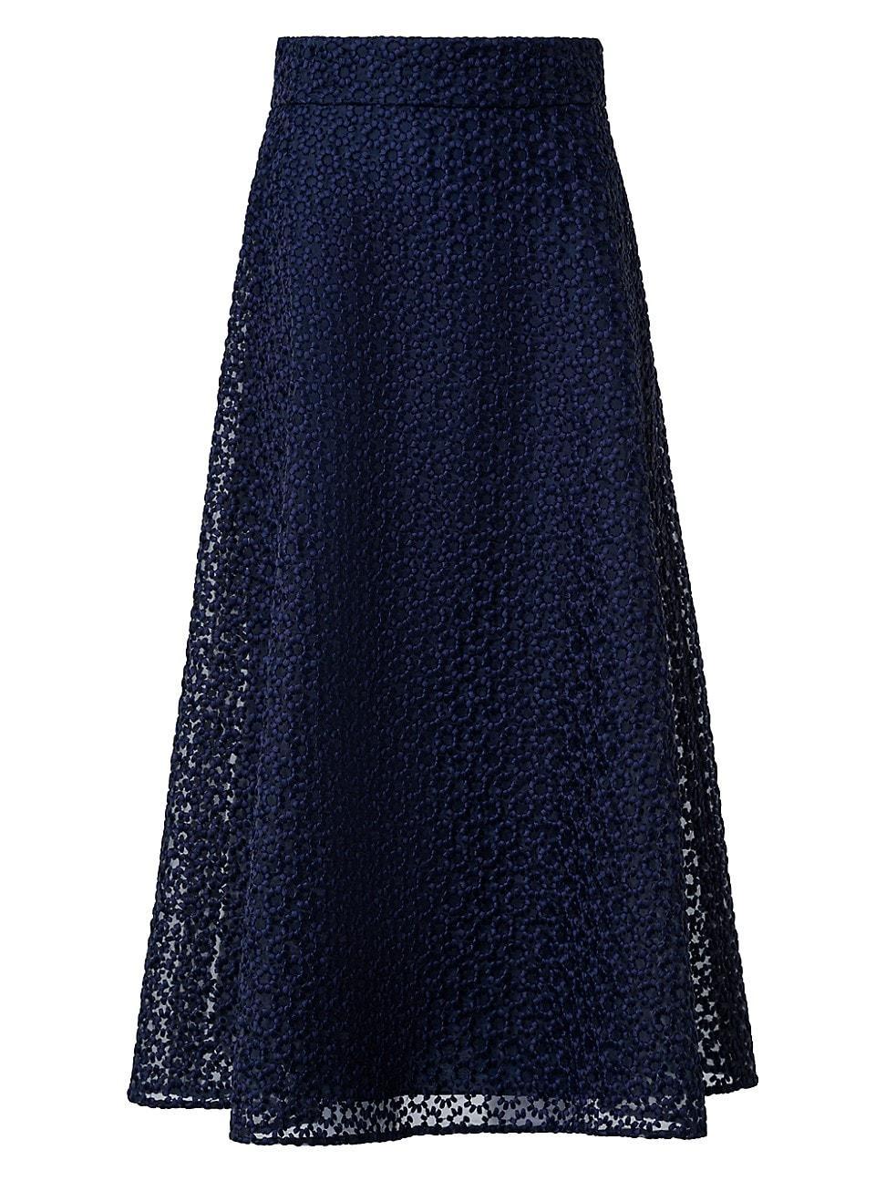 Akris Embroidered Floral Organza A-Line Skirt Product Image