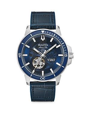 Bulova Mens Automatic Marine Star Series C Blue Leather Strap Watch 45mm Product Image