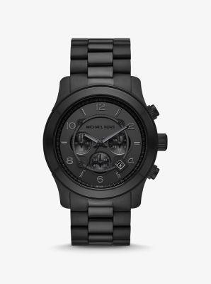 Michael Kors Mens Runway Chronograph Black Stainless Steel Bracelet Watch Product Image