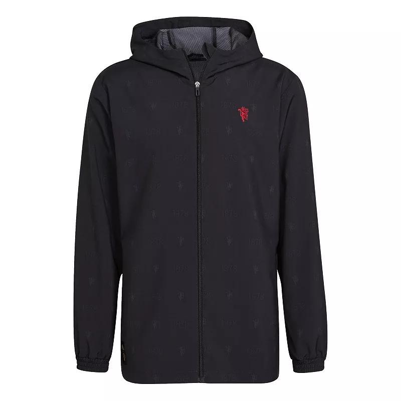 Mens adidas Black Manchester United AEROREADY Full-Zip Hoodie Windbreaker Jacket Product Image