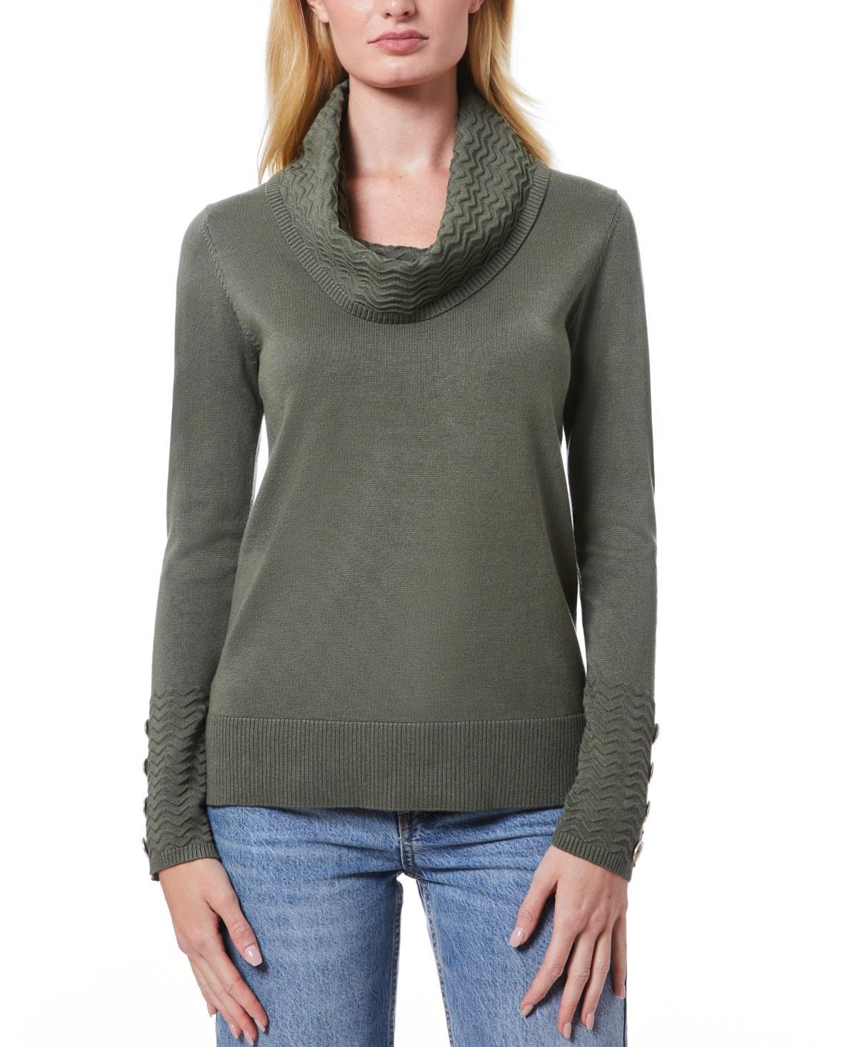 Melissa Paige Womens Chevron-Trimmed Cowl-Neck Sweater, Regular & Petites Product Image